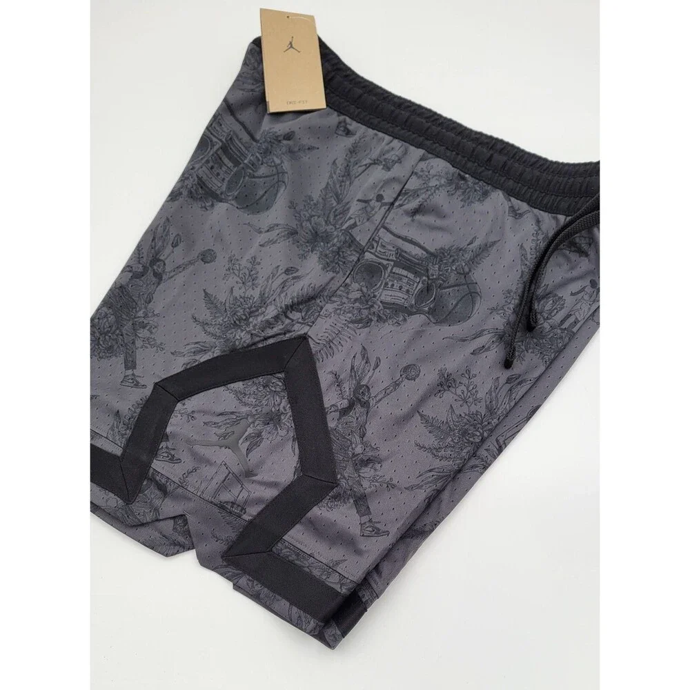 Nike Air Jordan DriFit Printed Diamond Shorts Men's Large Blk/Gry FV8614-010 NWT